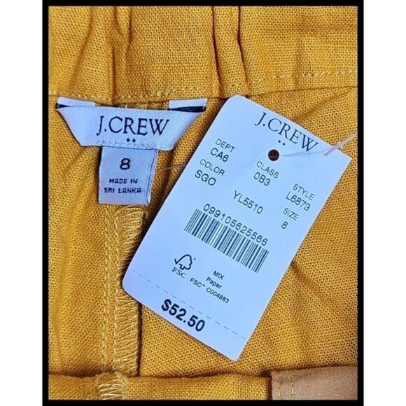 NWT J Crew Factory Linen Blend Shorts Belted Pockets Mustard Yellow Gold 8 NEW - Picture 4 of 7